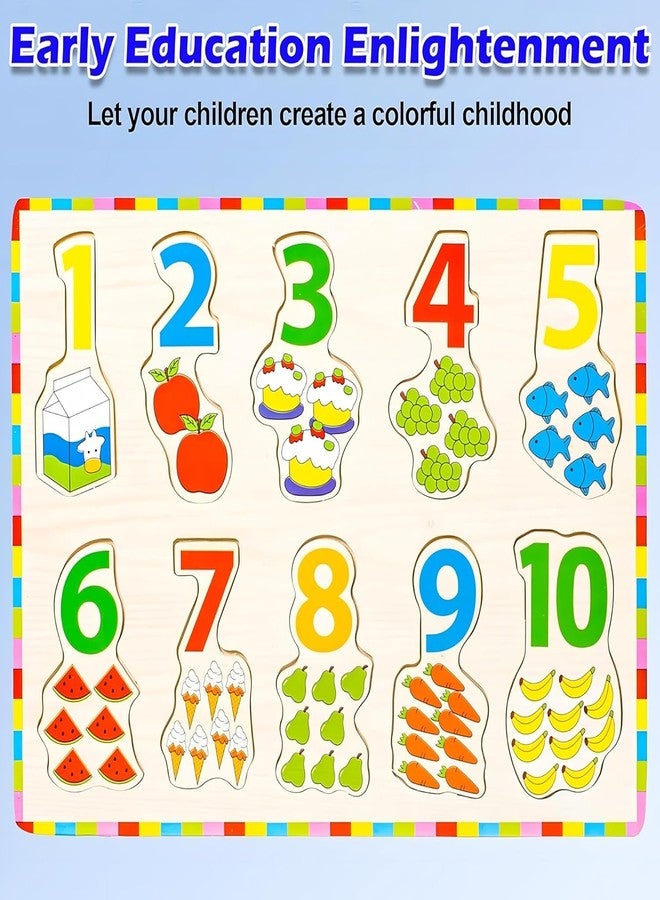 VERAT أحجية الأرقام الخشبية من فيرات، من 1 إلى 10، لعبة تعليمية للأطفال الصغار، أحجية أرقام خشبية مثالية، أحجيات تعليمية للأطفال، أحجيات خشبية للأطفال الصغار، أفضل ألعاب الأرقام، تعليم مونتيسوري - Image 3